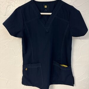 WonderWink Navy V-Neck Women's Short Sleeve Top